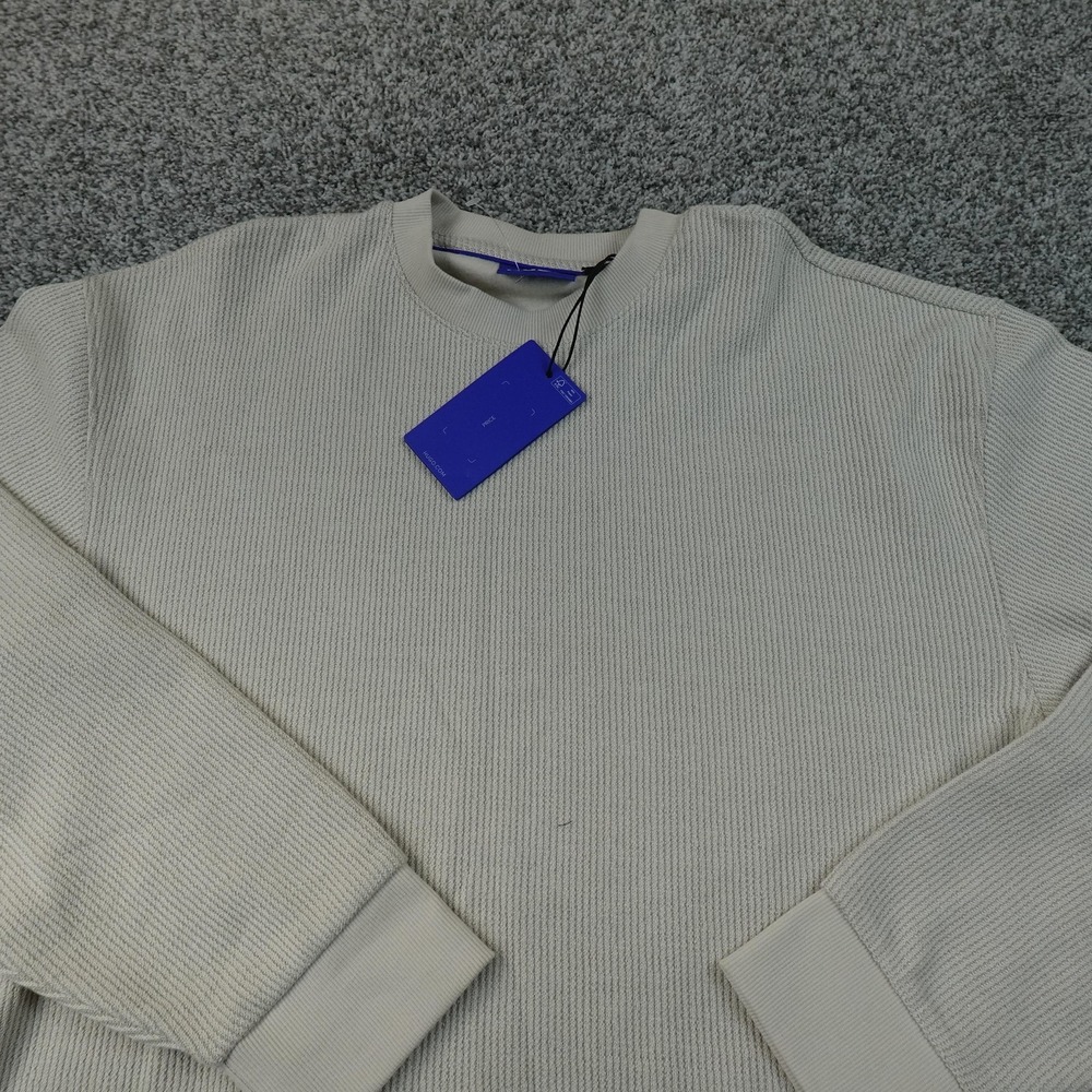 NEW Hugo Boss Sweater Mens S Beige Waffle Knit Thermal Crewneck Pullover Warm
